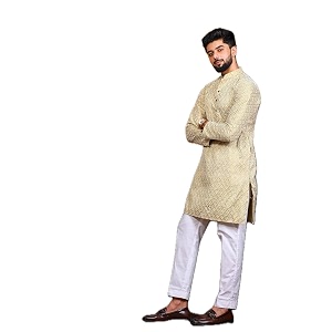 LookMark Mens Printed Silk Blend Kurta with