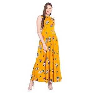 LookMark Womens Crepe A-Line Maxi Dress