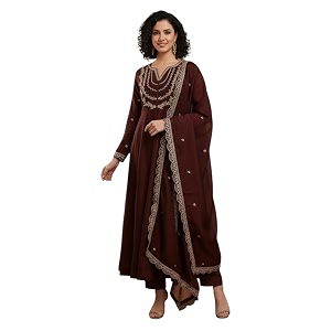 LookMark Womens Silk Blend Embroidered Anarkali Kurta