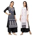 LookMark Womens Printed Crepe A-Line Kurti Pack
