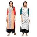 LookMark Womens Printed Crepe A-Line Kurti Pack