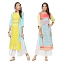 LookMark Womens Printed Crepe A-Line Kurti Pack