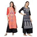 LookMark Womens Printed Crepe A-Line Kurti Pack