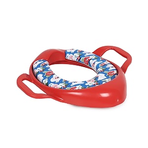 cushioned potty seat with easy grip handles and comfortable seat jasper red