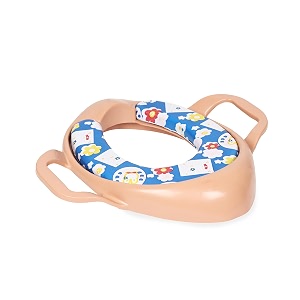 cushioned potty seat with easy grip handles and comfortable seat brown