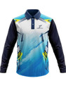 lookswala Printed Men Polo Neck Blue T-Shirt