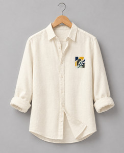 LOOMIORE Men Comfort Fit Embroidered Spread Collar