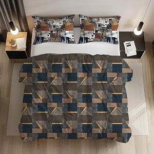 loomlyfe 200tc premium glace cotton duvet covercomforter coverrajai coverblanket coverquilt cover for double bed with zipper 9034x10034 inches - coffeebluebox