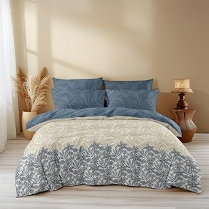 loomlyfe 200tc premium glace cotton duvet covercomforter coverrajai coverblanket coverquilt cover for double bed with zipper 9034x10034 inches - bluecoconut