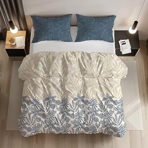 loomlyfe 200tc premium glace cotton duvet covercomforter coverrajai coverblanket coverquilt cover for double bed with zipper 9034x10034 inches - bluecoconut