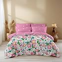 LOOMLYFE 300 TC Cotton All Season King Size Ac Comforter || Blanket || Duvet with 1 King Size Flat Bedsheet 108X108 Inch and 2 Large Pillow Cover - 4 Piece Comforter Set - PinkFlowers