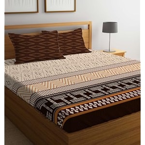 loomlyfe xxl microfiber soft cotton super king size bedsheet for double bed king size 108 inches x 108 inches 9 feet 275 x 275 cm with 2 large size pillow covers without joint - coffeet