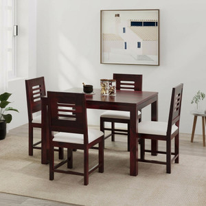 loonart solid sheesham wood four seater dining set for dining room caf solid wood 4 seater dining set