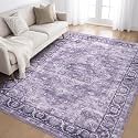 LOONGRUG 6x8 Area Rug Washable Vintage Boho Large Living Room Rug Purple