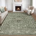 LOONGRUG 6x9 Area Rug Washable Vintage Boho Living Room Rug Dark Green