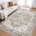 LOONGRUG 6x9 Area Rug Washable Vintage Boho Living Room Rug Dark Brown