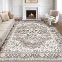 LOONGRUG 7x10 Area Rug Washable Vintage Boho Living Room Rug Dark Brown