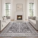 LOONGRUG 7x10 Area Rug Washable Vintage Boho Living Room Soft Rug Black