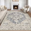LOONGRUG 7x9 Area Rug Washable Vintage Boho Living Room Rug Brown Blue