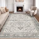 LOONGRUG 8x10 Area Rugs Washable Vintage Boho Large Living Room Rug Taupe