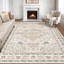LOONGRUG 8x10 Area Rugs Washable Vintage Boho Living Room Rug Sand Blue