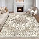 LOONGRUG 8x10 Area Rugs Washable Vintage Boho Living Room Rug Brown Beige