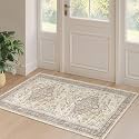 LOONGRUG Runner Rug 2x4 Washable Non-Slip Vintage Boho Rug Beige Brown