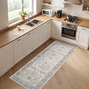 LOONGRUG Runner Rug 2x6 Washable Non-Slip Soft Vintage Boho Rugs Taupe