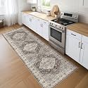 LOONGRUG Runner Rug 3x10 Washable Non-Slip Vintage Boho Rug Grey Brown