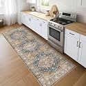 LOONGRUG Runner Rug 3x10 Washable Non-Slip Vintage Boho Rug Yellow Blue