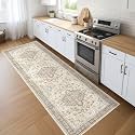 LOONGRUG Runner Rug 3x8 Washable Non-Slip Vintage Boho Rug Beige Brown