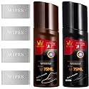 Loopeer 2 Packs Shoe Polish Sponge Kits, 2 Bottles with Sponge Applicators, 4 Wipes for Leather Boots &amp; Dress Shoes