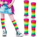 Loopeer 2 Pairs Neon Leg Warmers for Girls