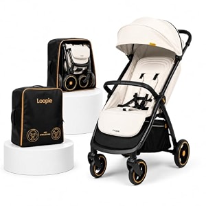 loopie hop stroller with travel bag for 0-5 years lightweight fold ivory