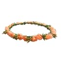 Women's Peach and Golden Fabric Tiara/Crown/Headband for Girls Hair Accessories for Birthday, Party