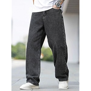 Loose Fit Mid Rise Dark Grey Men
