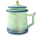 Loose Leaf Tea Cup with Infuser and Lid, 14.8oz Chinese Ceramic Mug with Fine Mesh Strainer, Office Steeping Cup for Tea Lovers Gifts