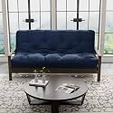 Loosh Home | 10" Queen Size Futon Sofa Bed Pocket Coil Foam Mattress - USA Made, Navy, Frame Not Included