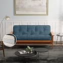 Loosh Home | 10" Queen Size Futon Sofa Bed Pocket Coil Foam Mattress - USA Made, Mineral Blue, Frame Not Included