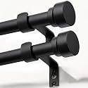 Lootkell 2 Pack Matte Black Curtain Rods for Windows 72-144 Adjustable