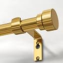 Lootkell Modern Gold Curtain Rods for Windows 66 to 120 Adjustable Length Heavy Duty 1" Diameter Brass Window Curtain Rod with Solid Metal Finials for Outdoor Farmhouse Bedroom Kitchen Living Room