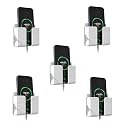Plastic Wall Mounted Mobile Holder Storage Case For Remote, Wall Mount Mobile Stand/Multi Purpose Stand With Hole For Phone Charging (White_(Pack Of 5))
