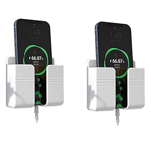 wall mounted mobile holder storage case for remote wall mount mobile standmulti purpose stand with hole for phone charging white_pack of 2