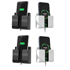 wall mounted mobile holder storage case for remote wall mount mobile standmulti purpose stand with hole for phone charging whiteblack_pack of 4