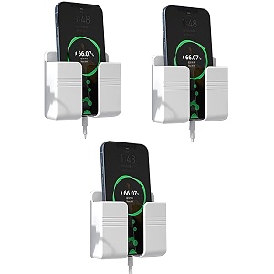 wall mounted mobile holder storage case for remote wall mount mobile standmulti purpose stand with hole for phone charging white_pack of 3