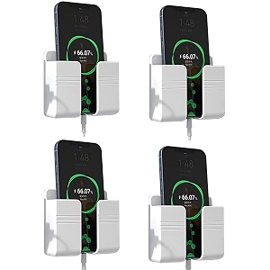 wall mounted mobile holder storage case for remote wall mount mobile standmulti purpose stand with hole for phone charging white_pack of 4