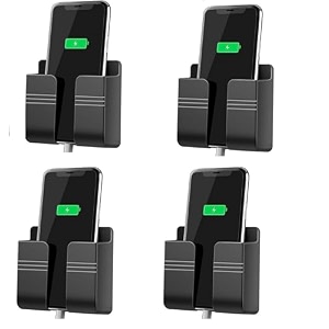 wall mounted mobile holder storage case for remote wall mount mobile standmulti purpose stand with hole for phone charging black_pack of 4