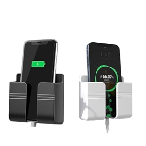 wall mounted mobile holder storage case for remote wall mount mobile standmulti purpose stand with hole for phone charging whiteblack_pack of 2