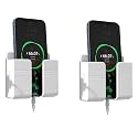 Wall Mounted Mobile Holder Storage Case for Remote, Wall Mount Mobile Stand/Multi Purpose Stand with Hole for Phone Charging (White_(Pack of 2))