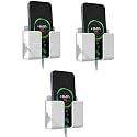 Wall Mounted Mobile Holder Storage Case for Remote, Wall Mount Mobile Stand/Multi Purpose Stand with Hole for Phone Charging (White_(Pack of 3))